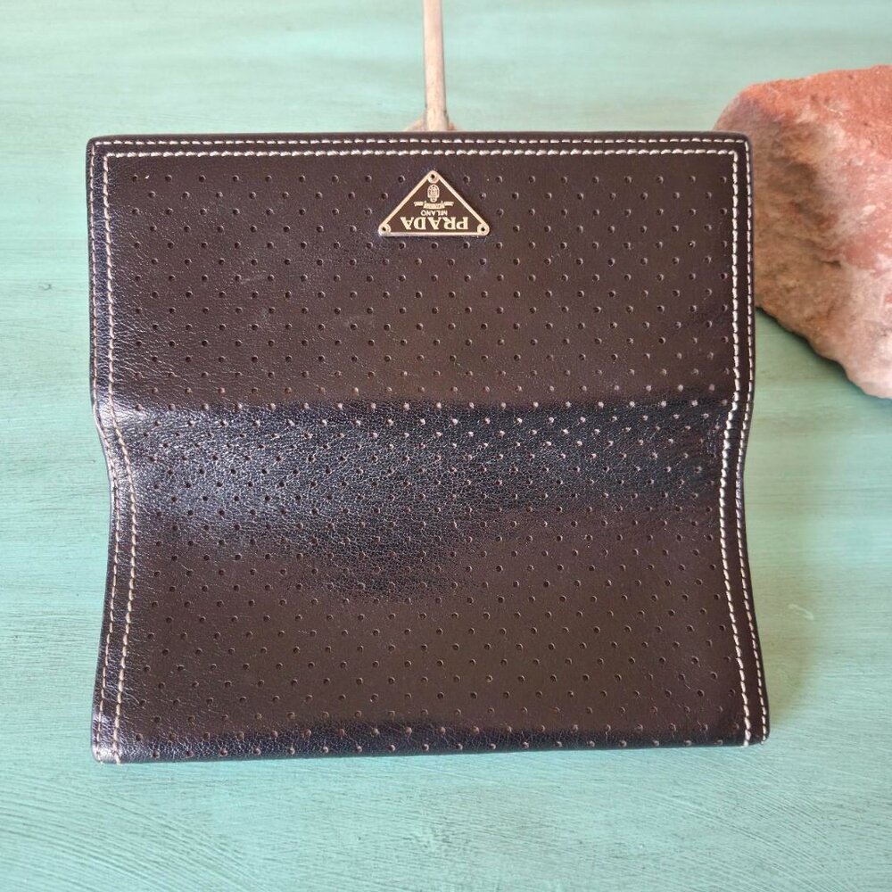 Prada black perforated leather wallet - Picture 5 of 8